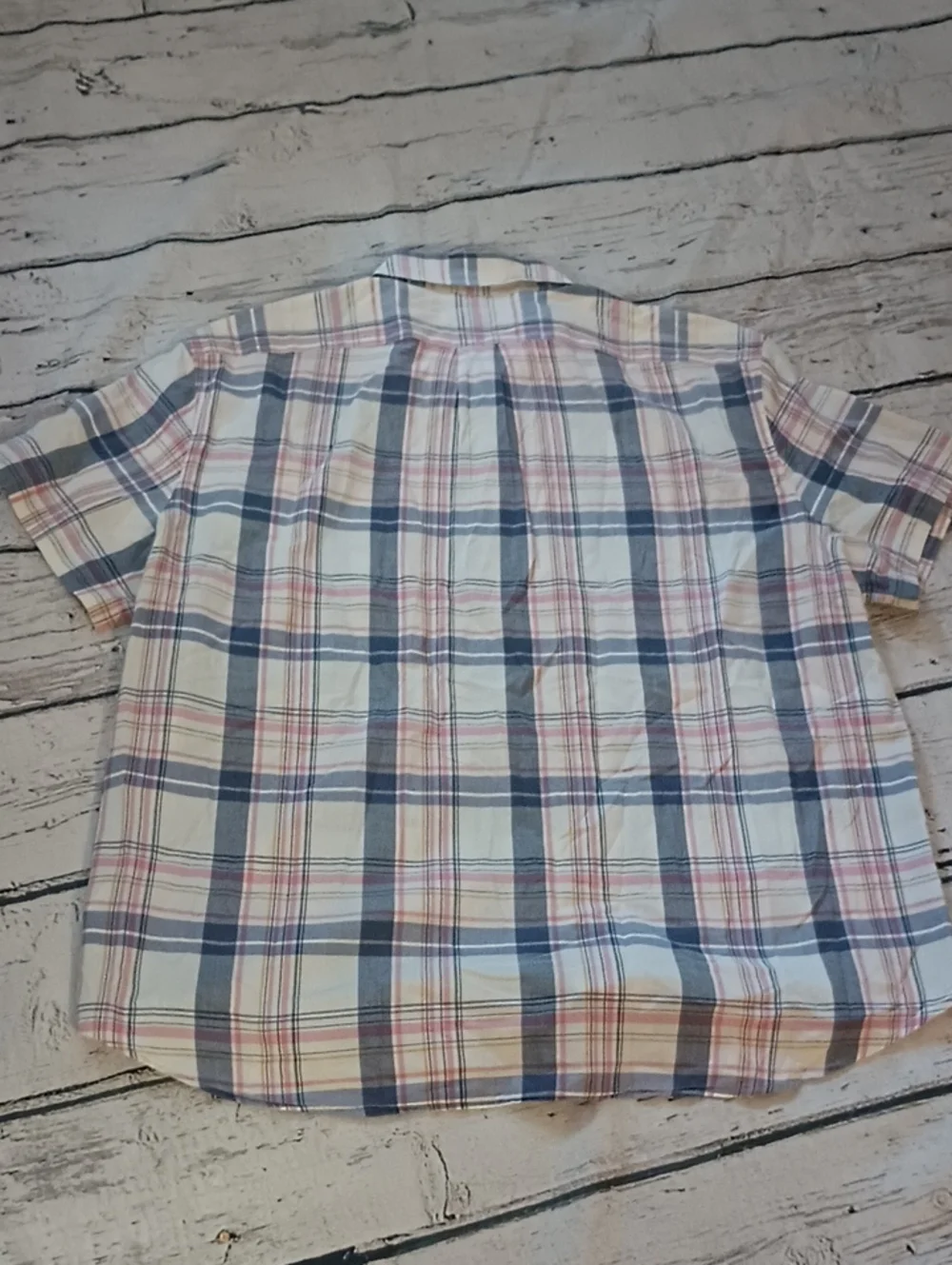 J Crew Men's Blue Pink Indian Madras Short Sleeve Cotton Button Down Shirt XXL